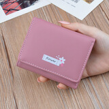 布简单女士钱包女短款薄款三折钱夹韩版多功能折叠软皮夹小钱包 豆沙红