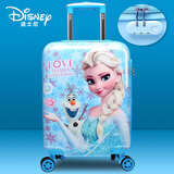 yitongxiang迪士尼儿童可坐拉杆箱爱莎公主行李箱万向轮旅行男女童登机箱 18英寸新冰雪蓝色-带密码锁拉链