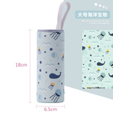 杯套保温杯通用带提绳隔热防烫玻璃水杯袋保护套350-500ml 大号海洋生物