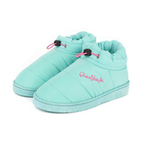 漂步棉鞋男冬季防水包跟家居鞋情侣羽绒布加厚底防滑保暖月子女棉拖鞋 湖兰 38-39 建议37/38脚穿