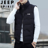 JEEP SPIRIT吉普羽绒马甲男外套冬季短款无袖羽绒服立领透气上衣 黑色 2XL 