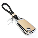 锐鸿图 柯迪亚克钥匙套斯柯达新速派2021/20款明锐柯珞克车钥匙包保护壳扣男女 酷炫金保护壳+黑灰撞色黑编织绳扣