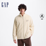 GAP男女装抱抱绒字母logo抓绒立领外套休闲上衣609070 米色 M (170/92A) 亚洲尺码