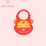 MARCUS&MARCUS儿童餐饭具兜宝宝吃饭防水硅胶围兜婴儿围嘴口水巾 红色