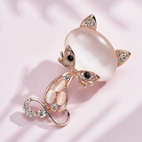 海雯妮饰品 可爱猫咪精灵胸花 人造猫眼石 毛衣别针 女男士西服胸针 金白色815