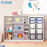 可比熊 实木书架简约落地绘本架宝宝推拉门置物架玩具架学生书柜可定制 120灰+2*8舒法特