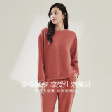 顶瓜瓜顶呱呱睡衣女冬绒质可外穿情侣居家服套装女梅边红女175