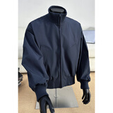 主意范立领飞行夹克外套男女春秋季潮牌cleanfit廓形短款高街棒球服外套 HJ25589藏青色（高品质升级版） 5XL 200-230斤