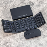 HUKE 折叠键盘鼠标手机无线三蓝牙笔记本办公iPadPro平板带数字键鼠套装Mac电脑触控板键盘 Type-c充电折叠蓝牙便携键盘鼠标数字款 黑色