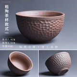 陶迷（TAOMI）鎏金粗陶茶杯仿古中式主人杯陶瓷无釉功夫茶具品茗杯泡茶杯子单杯 粗陶茶杯款式一