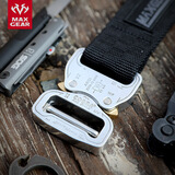 MAXGEAR 过山风腰带男士 军迷战术 休闲运动户外 作训尼龙裤带 黑色腰带&尊享银色扣【标准版】 L码（113cm）