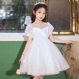 萝卜呗呗（LUOBOBEIBEI）女童礼服儿童生日公主裙花童婚纱裙主持钢琴拜年服 白色裙子 110