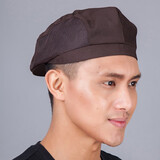 酒店厨师帽贝雷帽男女鸭舌帽西餐厅火锅店服务员工作帽餐饮厨房前进帽 透气帽子 深咖色网帽 均码