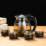 楚歌质优品2000ML茶壶套装单壶花茶杯飘逸杯泡茶壶玻璃耐热 2000ML套装【一壶+4杯】