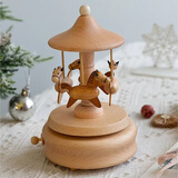 木易Mui实木质音乐盒摆件手工八音盒天空之城六一儿童节礼物男生女生生日 旋转木马《天空之城》