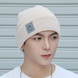 简时行帽子男冬季保暖毛线帽韩版潮时尚针织帽骑车防寒加绒防风包头帽 米色 均码