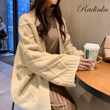 Radinka2024秋冬新款很仙的毛衣女蝙蝠袖中长款显瘦开衫宽松外套YYS 米白色 L建议105-120斤