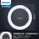 飞利浦（PHILIPS）T5T8圆形灯管环形灯管T6吸顶灯管22/32/40w三基色灯镇流器四针 T8粗-210mm22W-6500K白光