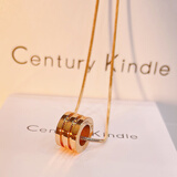 CENTURY& KINDLE小蛮腰转运珠情侣项链一对ins潮嘻哈时尚潮款送男女朋友生日礼物 玫色转运珠【55+5cm】