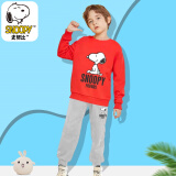 史努比（SNOOPY）童装男女童纯棉套装儿童春秋款两件套宝宝圆领卫衣针织束脚长裤 卫衣红色-灰裤-ty688 90