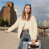 三彩2024冬季新款水波纹衬衫式轻羽绒服保暖白鸭绒外套轻薄女 嫩黄色 L 165/88A