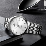 依波（EBOHR）手表男士腕表全自动机械女士时尚镂空24小时日历情侣情人节礼物 【精艺系列】白盘钢带 男款