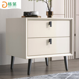 格第 全实木烤漆床头柜现代简约实木卧室床边柜小型意式极简二斗柜铁艺网红床头柜小尺寸高端高级感储物柜 【白色】全实木烤漆款45cm（黑脚）