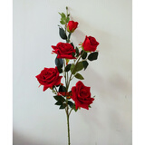 苏茂 仿真玫瑰花落地假花客厅摆放花卉绢花仿真花束装饰花 高品质5头角玫 大红色 120厘米