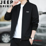 JEEP SPIRIT吉普夹克男外套春秋季棒球服立领纯色宽松时尚上衣 黑色 2XL 