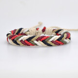 EKUSTYEE 天然棉麻彩色手链纯手工编织手绳简约日系潮小清新手链学生情侣款 白绿红-棉绳