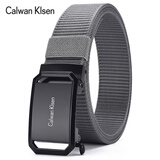 CALWAN KLSEN皮带男战术机能风腰带工装潮休闲自动扣简约百搭年轻人军训裤青年 黑面扣灰色带身