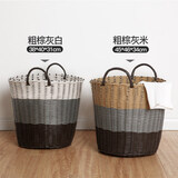 欧凡洛脏衣篮脏衣篓家用脏衣服收纳筐仿藤编大容量收纳筐收衣筐 超大号米色渐变+大号白色渐变
