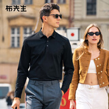 布先生男装新款秋装丝光棉长袖t恤男士商务休闲上衣T恤衫BT3769 钢琴黑 L (175)