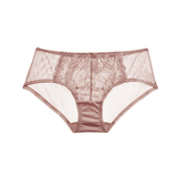 遐【倾城之恋】性感全蕾丝超薄透气速干包臀不夹臀中腰平角内裤女夏 玫瑰粉 1条 M