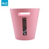 茶花垃圾桶纸篓家用桌面垃圾筒卫生桶塑料家居收纳储物桶 粉色 3.6L单只