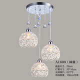 LED餐厅吊灯现代简约饭厅灯美式直圆盘三头吧台吊灯创意餐桌灯具 三头水晶圆盘LED7瓦款式2