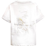 简拓夏季新款国潮男装黑色麒麟刺绣短袖T恤男中国风纯棉绣花情侣体恤 870白色 M码