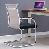 双木马 升级加粗办公椅弓形电脑椅子网布透气麻将椅学生宿舍凳会议座椅 升级（圆管）-米色-中背