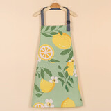 羽尔乐新款韩版可爱棉质帆布围裙女家用厨房做饭防污透气耐磨时尚小清新 【帆布挂脖】绿底柠檬