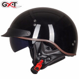 GXT电动摩托车头盔男女通用夏季半盔复古机车安全帽GXT四季3c认证 亮黑 M（54~56cm）