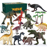 勾勾手 恐龙玩具仿真模型 儿童野生动物园男孩玩具霸王龙野生动物套装 12只装3-6岁 D16078A 生日礼物