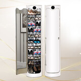 FULINWANJIA 福临万家 智能360旋转鞋柜消毒杀菌除臭创意鞋架圆形圆柱形家用门口收纳省空间 清爽纯白 【智能消毒杀菌】11层169cm高带试衣镜