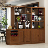 佳瑞福酒柜实木玄关柜客厅隔断柜双面现代中式间厅柜鞋柜进门屏风储物柜 胡桃色 1.3米