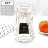 神瓶八玻玻璃花瓶摆件家用玻璃瓶客厅透明创意插花瓶家居欧式小清新水培瓶 18折纸透明