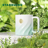 星巴克（Starbucks）清透薄荷绿款徽章马克杯390ml桌面杯陶瓷水杯子节日礼物