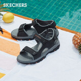 斯凯奇（Skechers）男鞋魔术贴凉鞋运动休闲户外鞋简约露趾沙滩鞋子防滑拖鞋 黑色/BLK 43