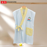 金号儿童浴袍纯棉可穿浴巾男女吸水睡袍柔软裹身吸水宝宝洗澡浴衣斗篷 吃瓜龙蓝色1条