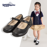 四季熊SEASONBEAR儿童皮鞋黑色女童皮鞋春秋新款单鞋中大童头层牛皮演出学生公主鞋 黑色 33 内长22cm