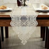 泰绣 桌旗简约欧式餐桌布茶几旗蕾丝布艺美式电视柜长条桌柜装饰巾茶席 多尺寸三色可选 浅金黄色 30*150cm