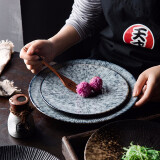 INSCRIPTION 创意欧式刻度纹陶瓷盘西餐牛排盘 意面盘 家用水果沙拉盘 菜盘子 大理石纹-大盘